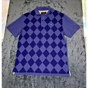 Argyle Culture Russell Simmons Polo Shirt L Purple Lavender Y2K Argyle Front
